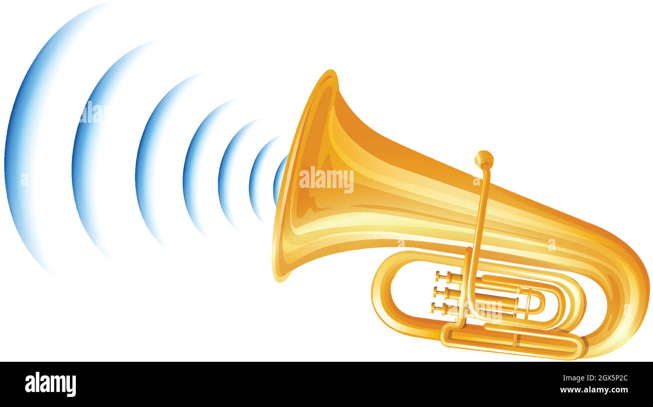 Trompeta con icono de onda de sonido Imagen Vector de stock - Alamy