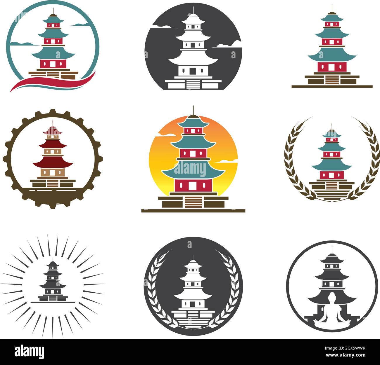 ilustración vectorial del icono de pagoda Ilustración del Vector
