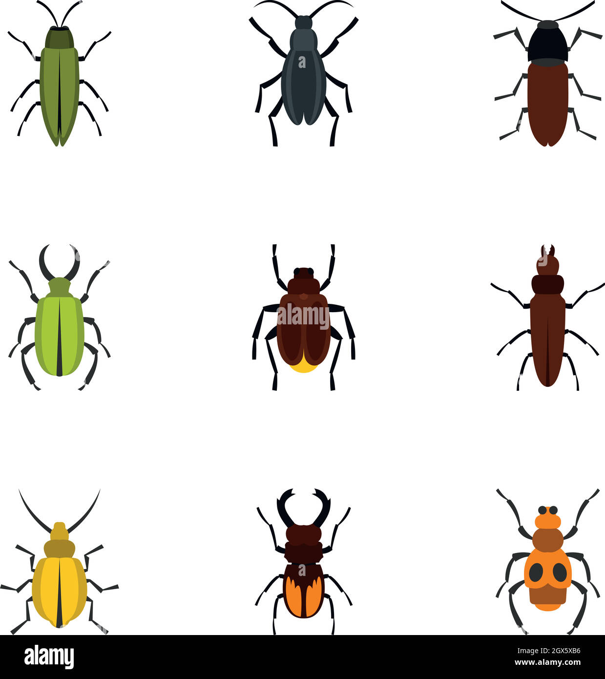 Conjunto de iconos de Zoología, estilo plano Ilustración del Vector