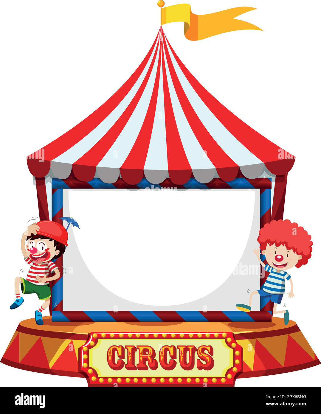 Tienda de circo con marco de payasos Imagen Vector de stock - Alamy