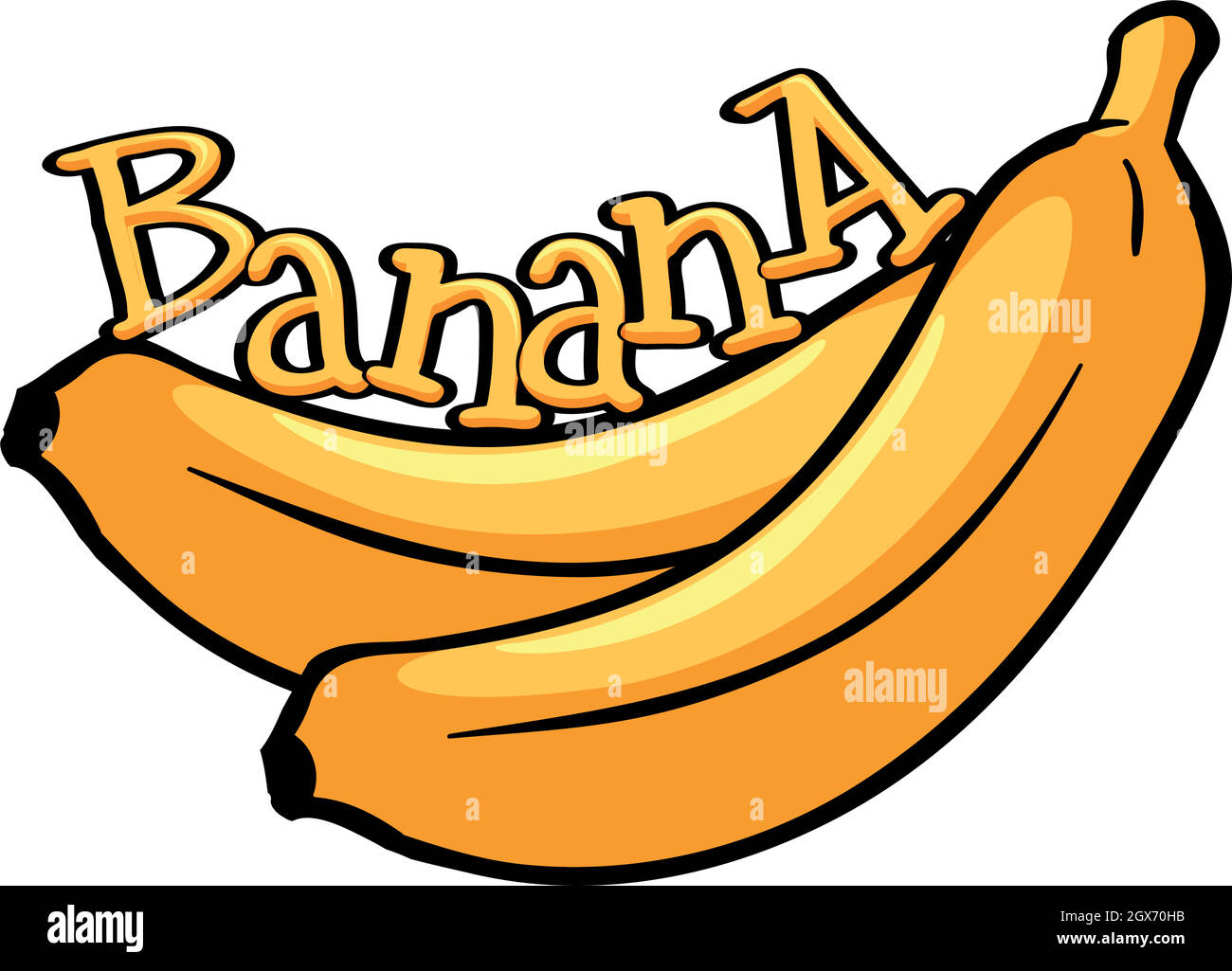 Diseño de fuente con palabra banana Imagen Vector de stock Alamy