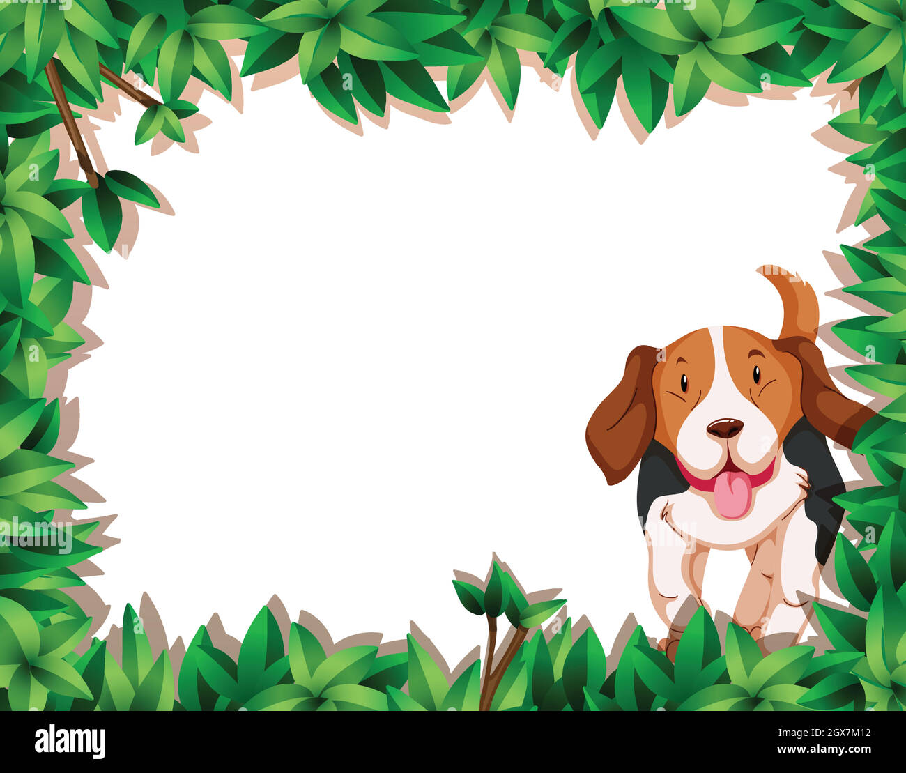 Perro en marco de hoja Imagen Vector de stock - Alamy