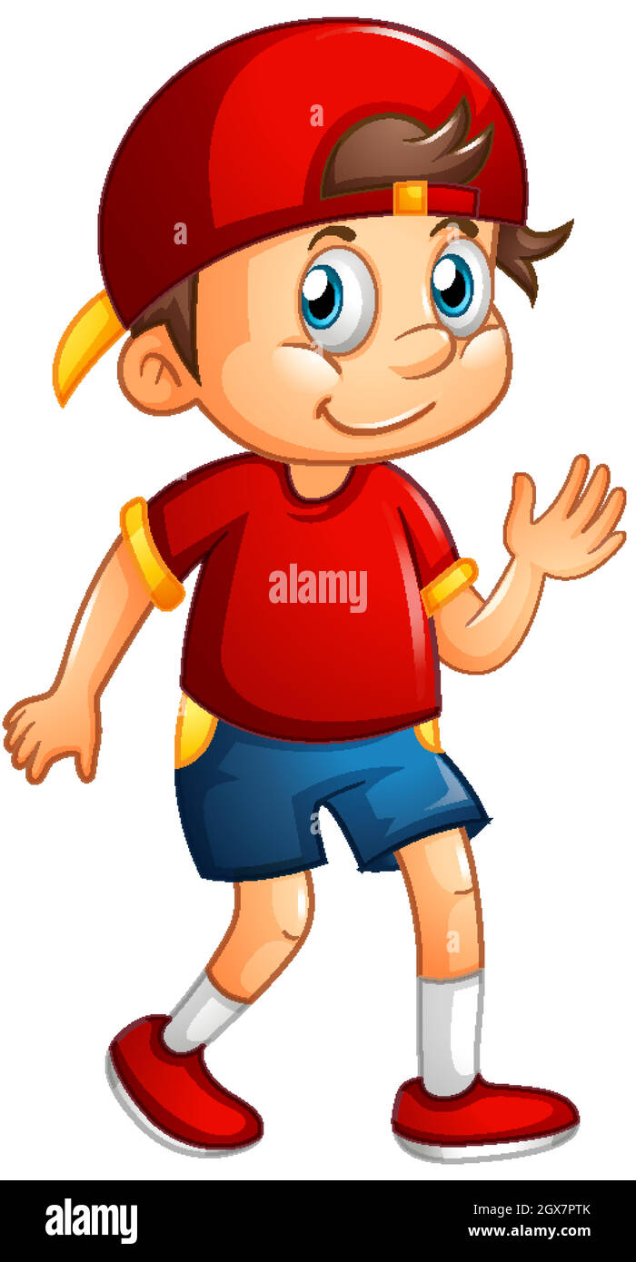 Un niño con gorra roja sobre fondo blanco Imagen Vector de stock - Alamy