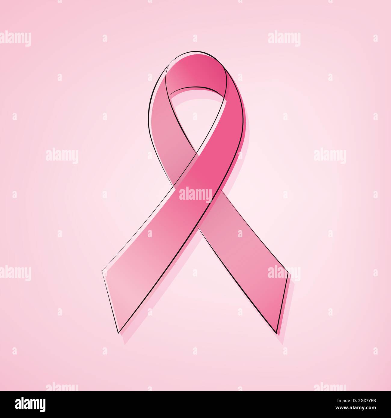 Cinta rosa símbolo de la campaña de sensibilización sobre el cáncer de mama de las mujeres en octubre Ilustración del Vector