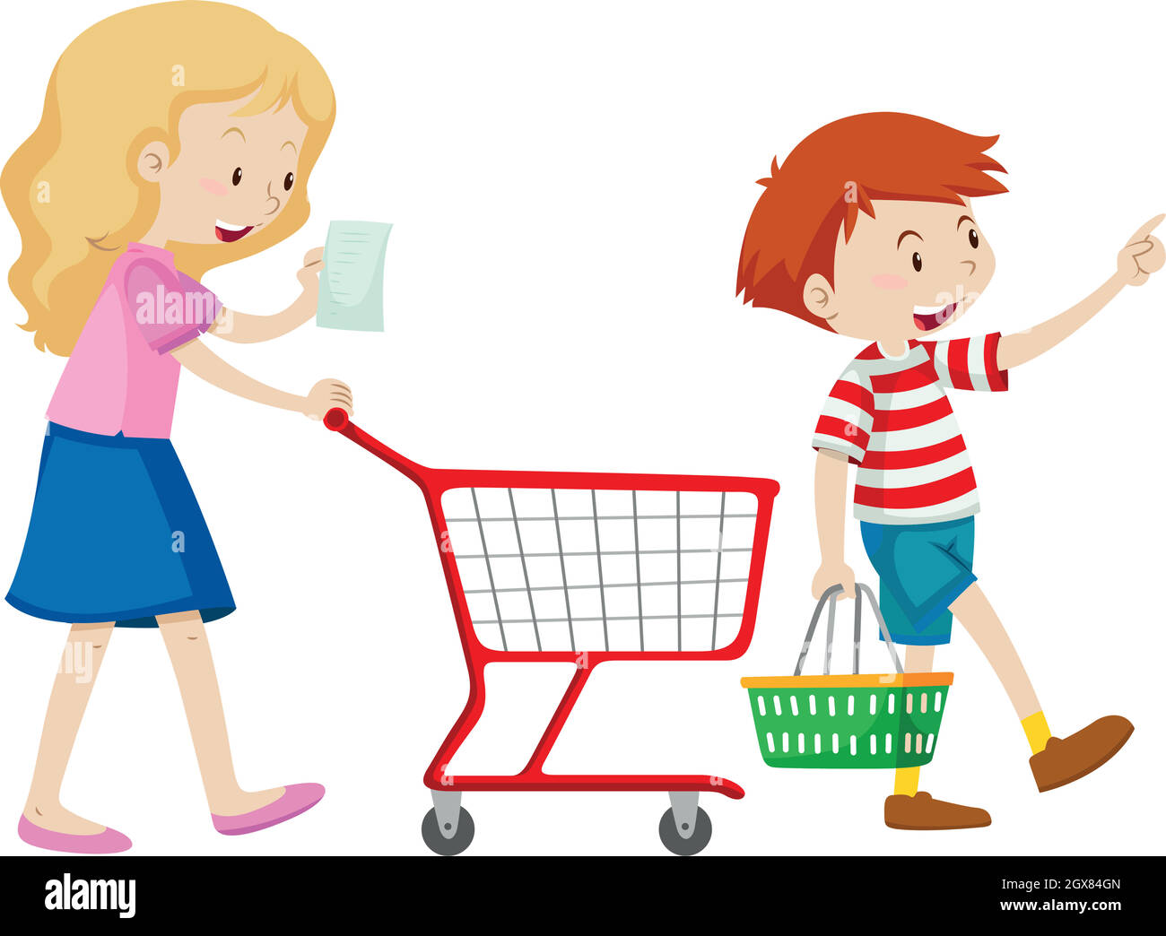 Niño y madre de compras para el supermercado Imagen Vector de stock Alamy
