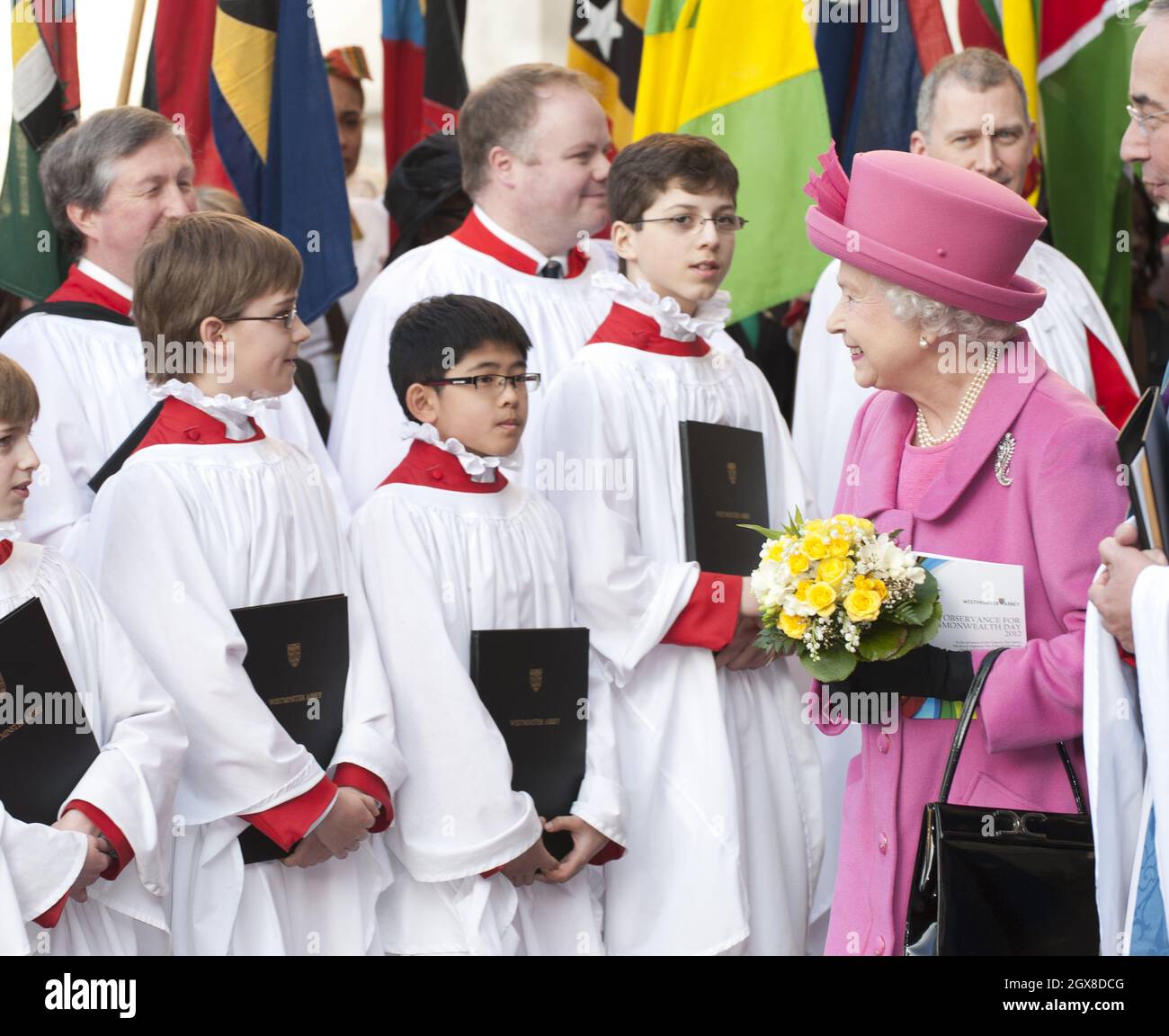 La Reina Isabel dejará la celebración del Día de la Commonwealth en la Abadía de Westminster, Londres. Foto de stock