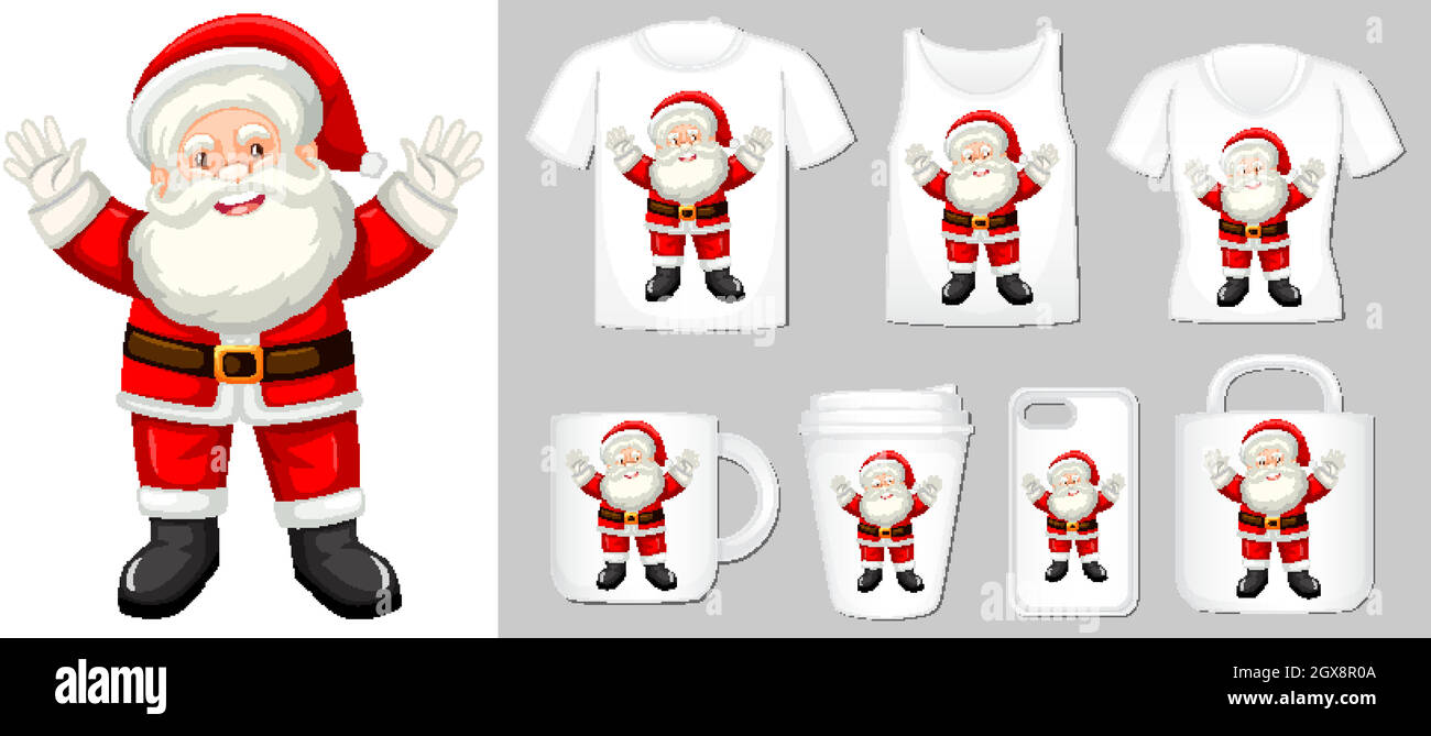Gráfico de Santa Claus en diferentes plantillas de productos Imagen Vector  de stock - Alamy