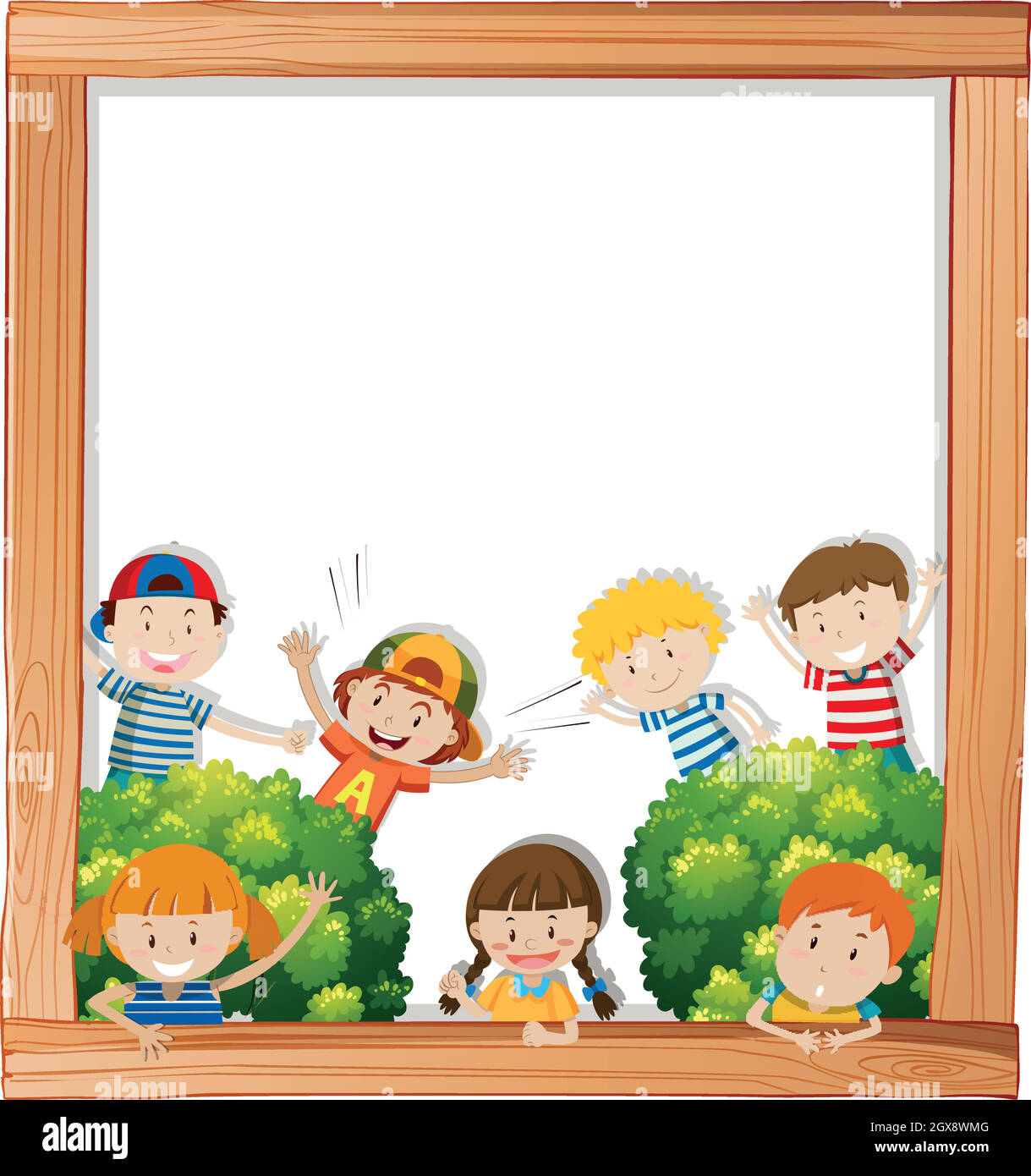 Un marco con niños felices Imagen Vector de stock - Alamy, marco dibujos  infantiles