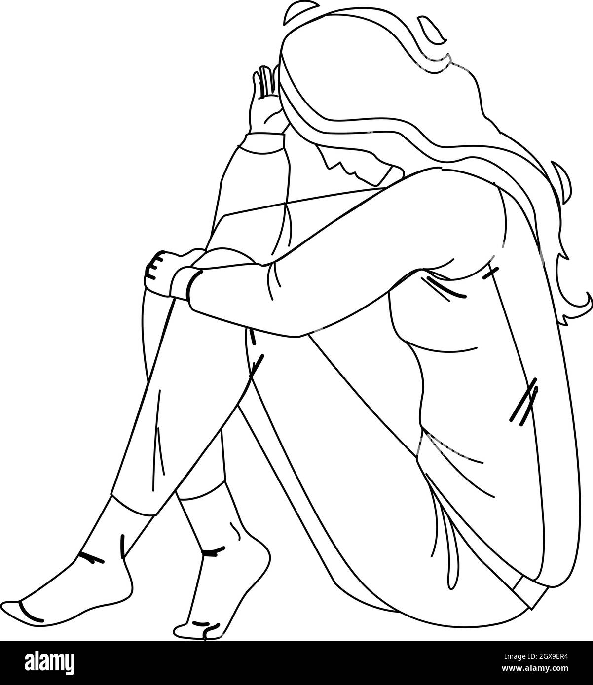 Mujer sentada en el piso Imágenes vectoriales de stock Alamy