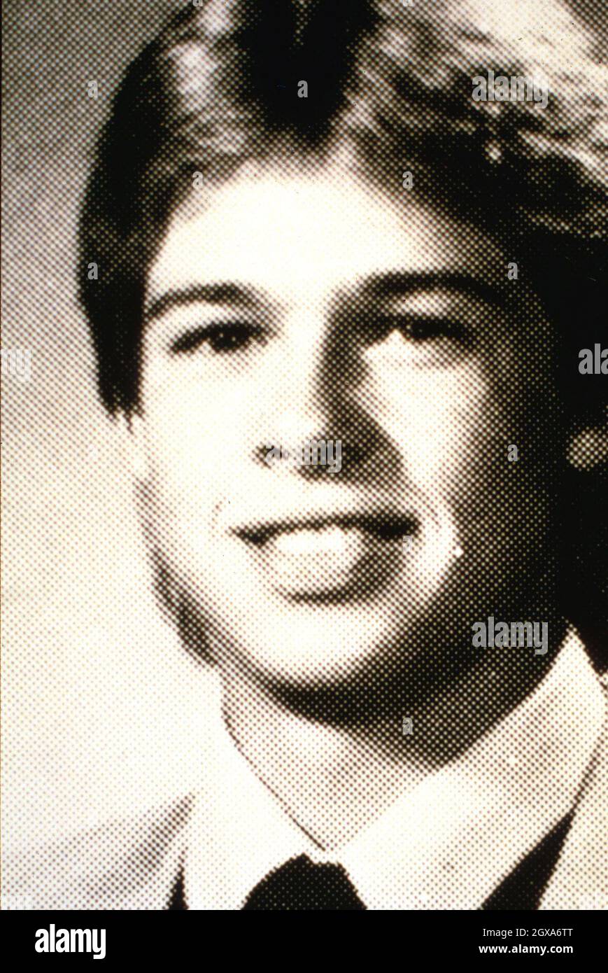 Brad Pitt como adolescente. Foto de la escuela, 1982. Foto de stock