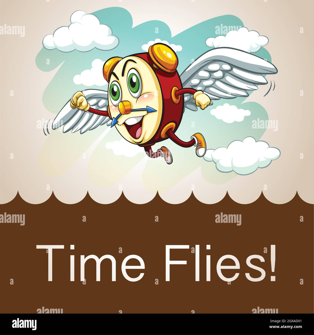 Reloj con alas volando Imagen Vector de stock - Alamy