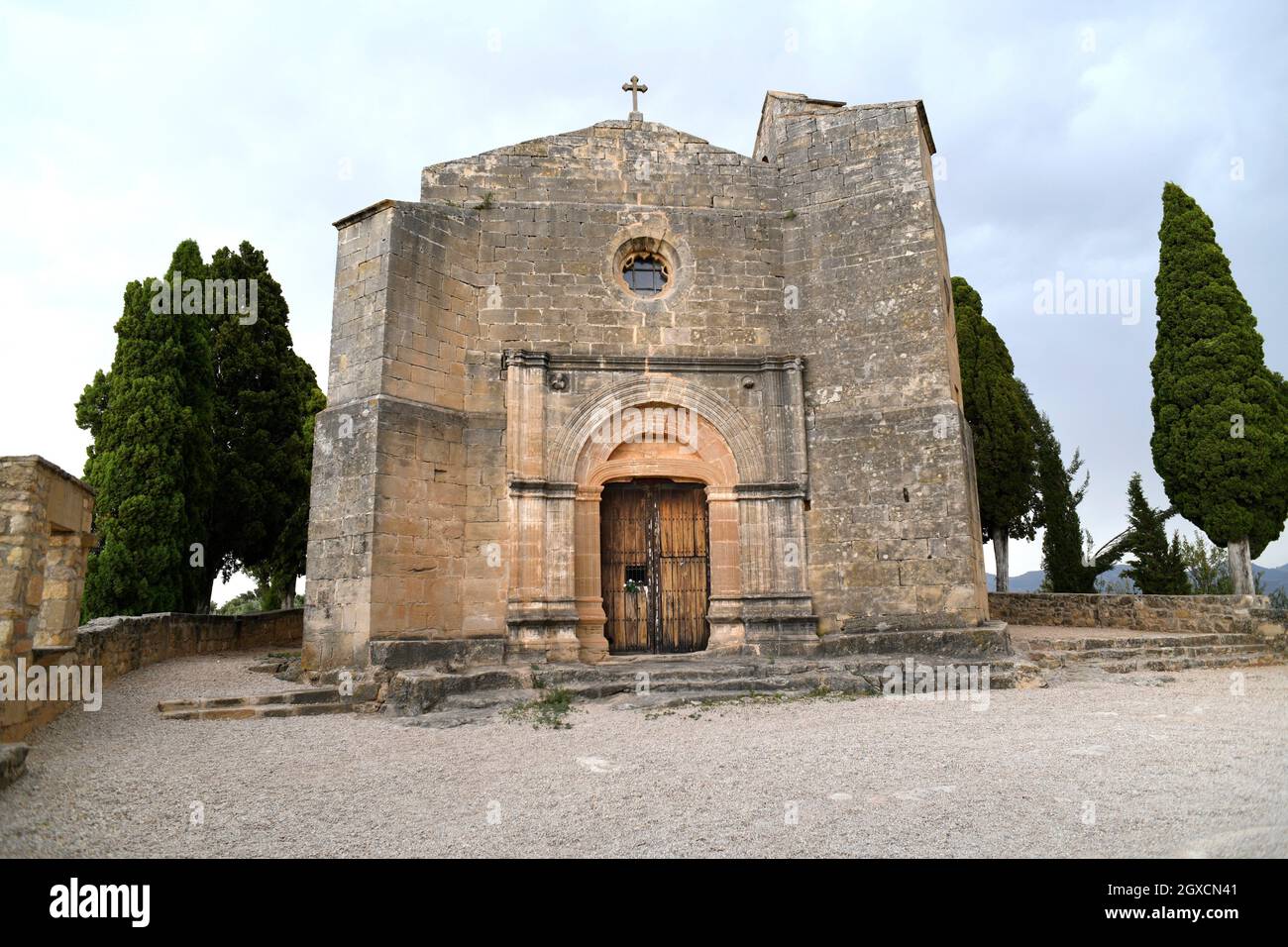 Creta, Ermita de la Virgen de la Misericordia (gótico del siglo 16-18th). Matarrana, Teruel, Aragón, España. Foto de stock