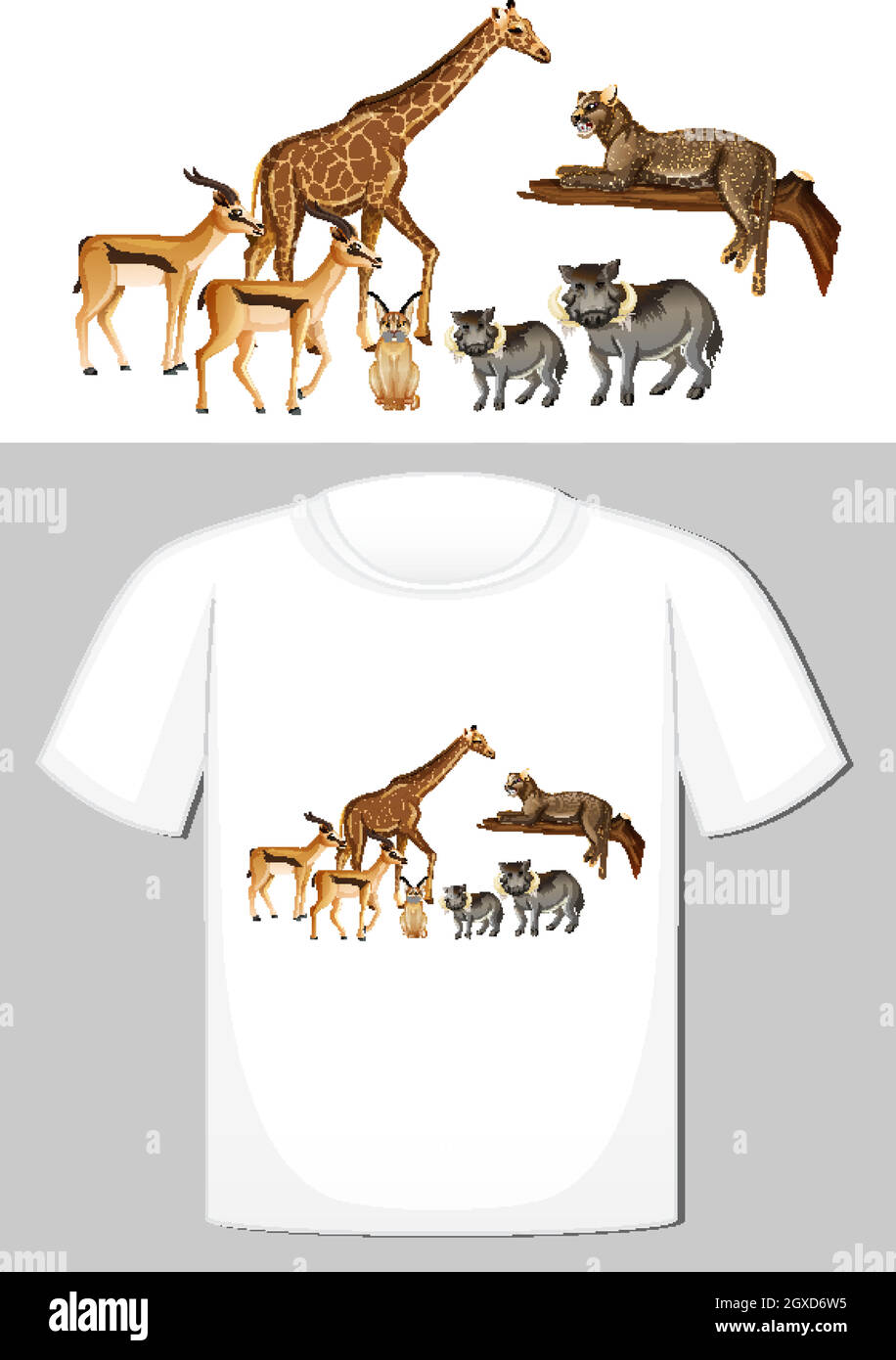Diseño de grupo de animales salvajes para camisetas Ilustración del Vector