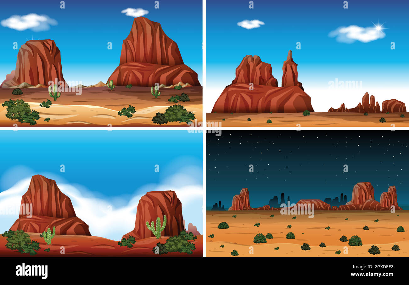 Rock Mountain y Desert Scene Ilustración del Vector