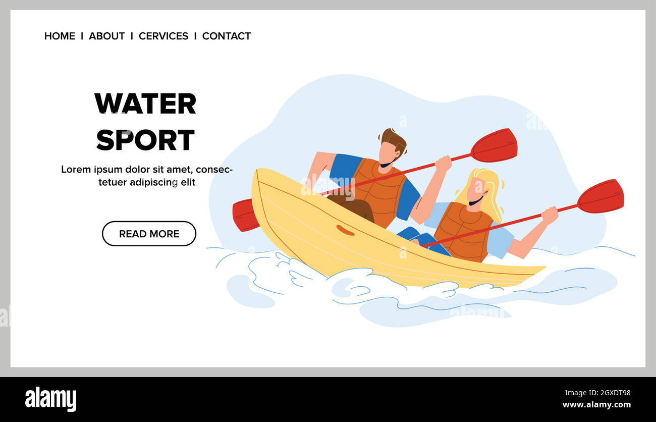 Vector de competición de kayak extremal del deporte del agua Ilustración del Vector