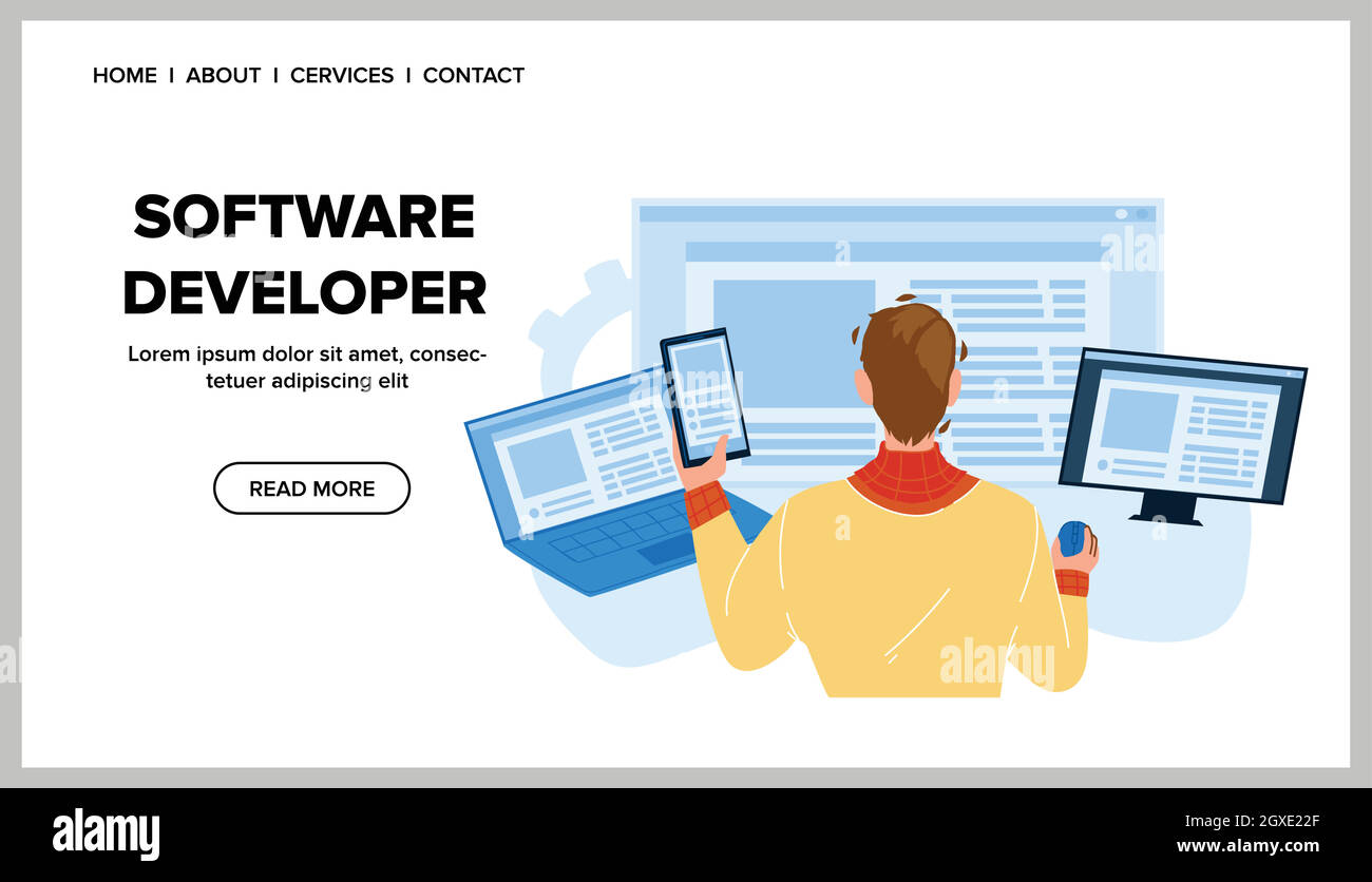 Software Developer Coding Digital Program Vector Imagen Vector de stock ...