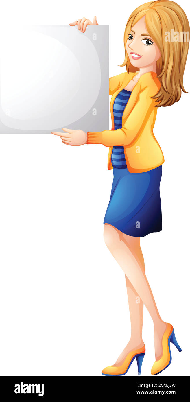 Una chica de oficina sosteniendo un cartel vacío Ilustración del Vector