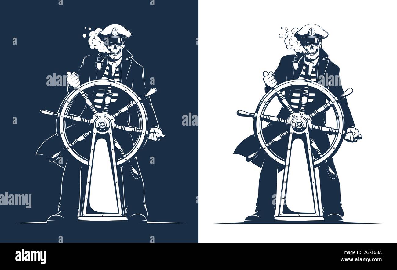 Marinero esqueleto - Capitán Pirata Ilustración del Vector