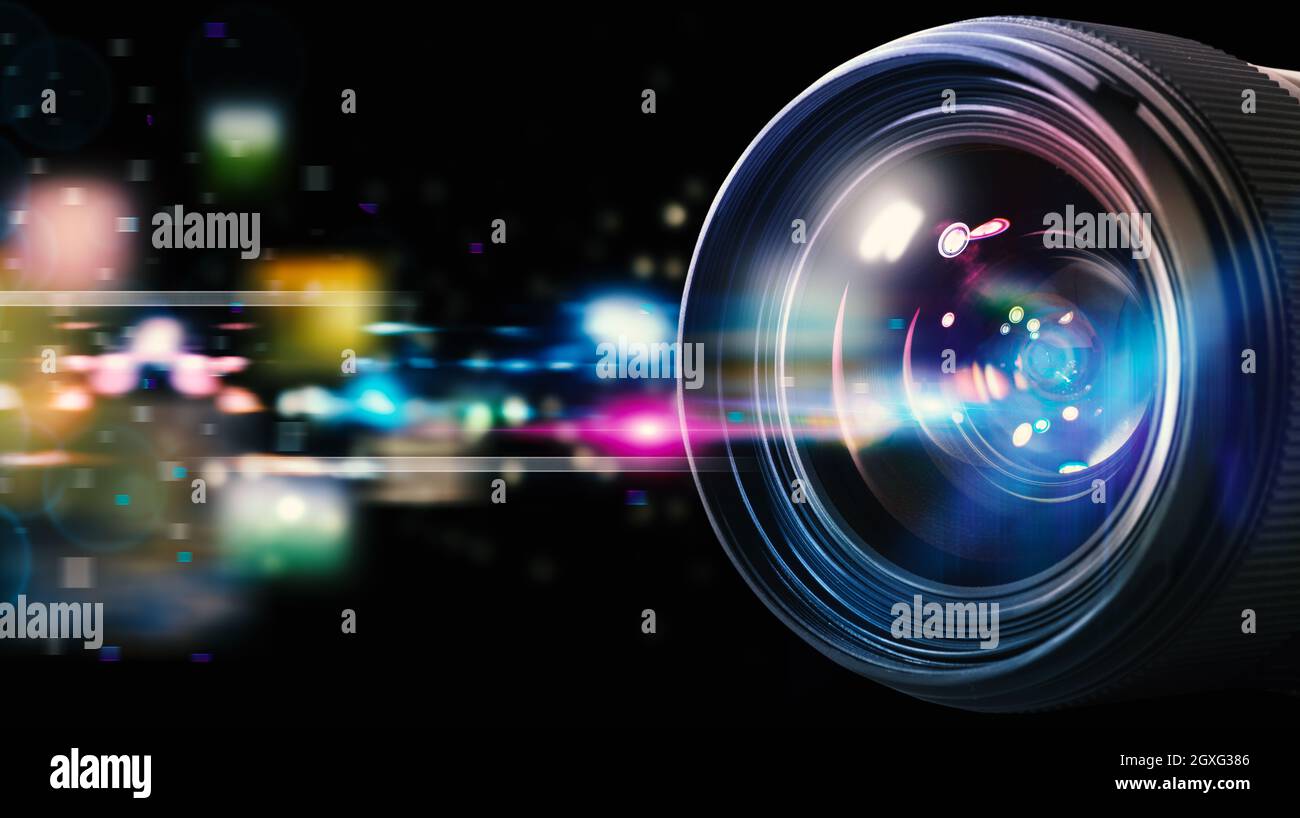 Lente profesional de cámara réflex con efectos de luz Fotografía de stock -  Alamy