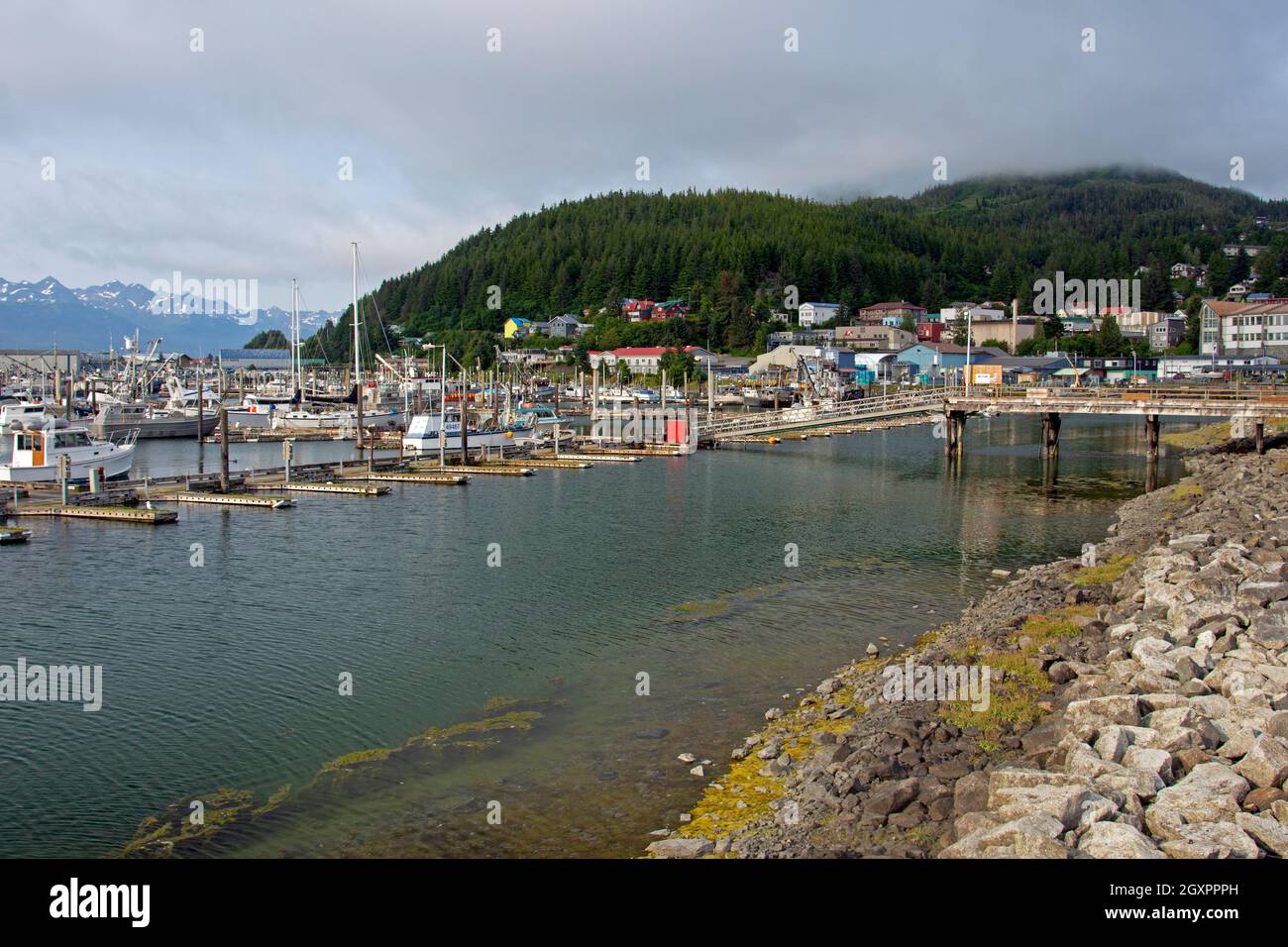 Puerto en Cordova, Alaska, Estados Unidos Foto de stock