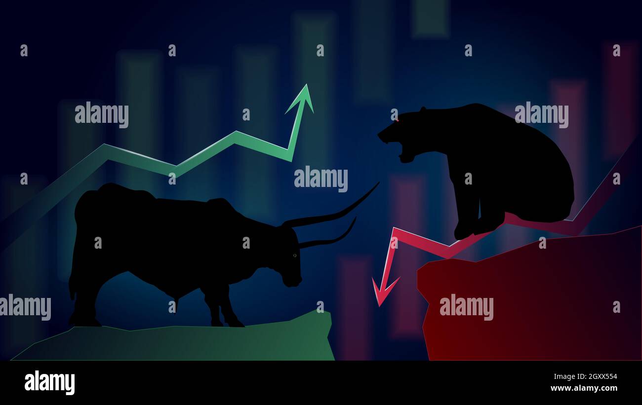 Confrontar La Tendencia Alcista Frente A La Tendencia Bajista Con Flechas Arriba Y Abajo Sobre 1296