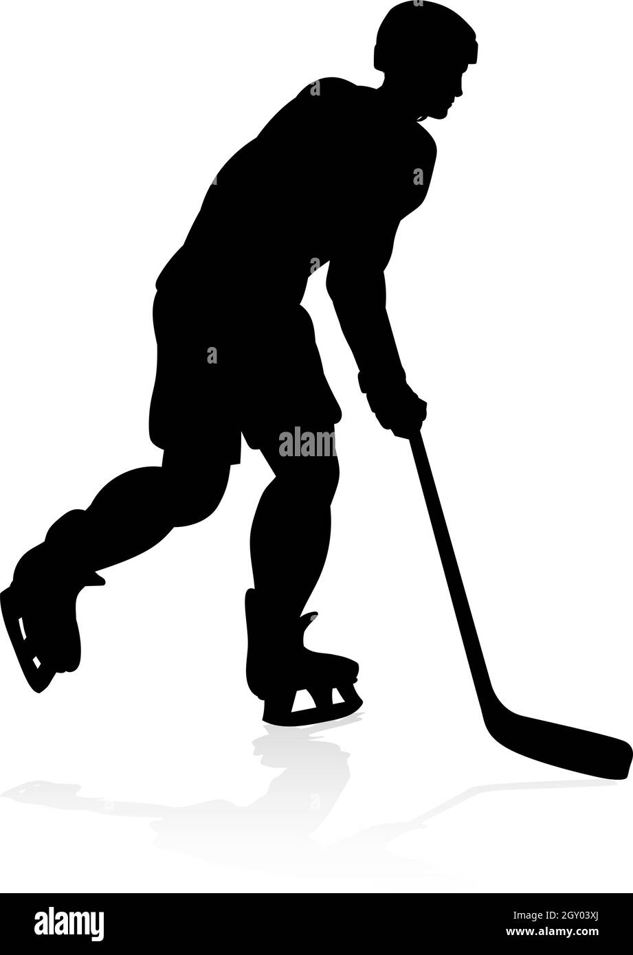 Jugador de Hockey sobre Hielo silueta deportiva Ilustración del Vector