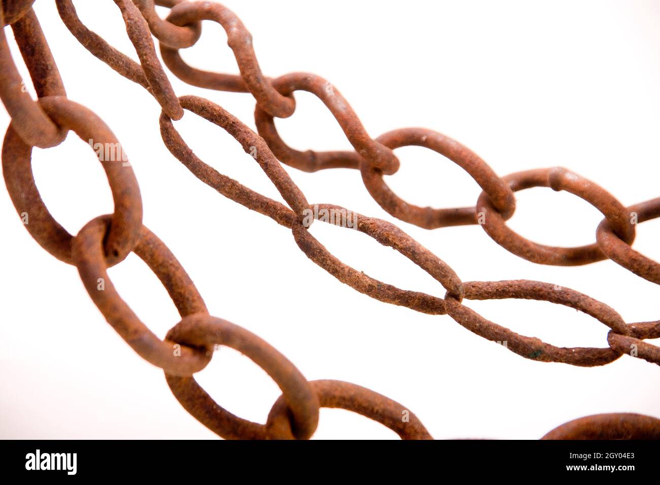 cadena de hierro oxidado, recorte Foto de stock