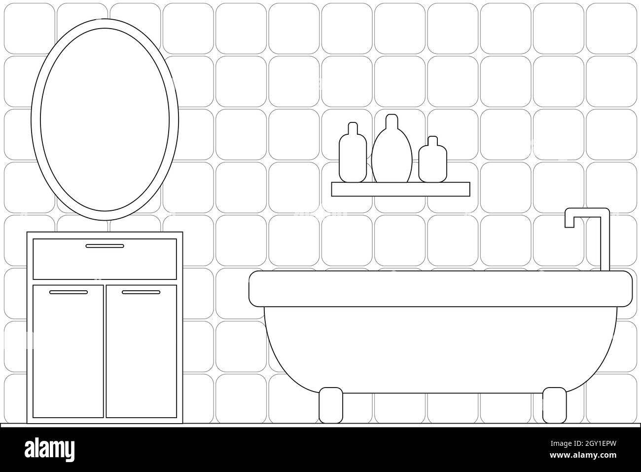 Dibujos animados cute fideos dibujados a mano en el cuarto de baño  ilustración. Fondo de líneas. Página para colorear para niños y adultos  Ilustración simple de vector plano Imagen Vector de stock -