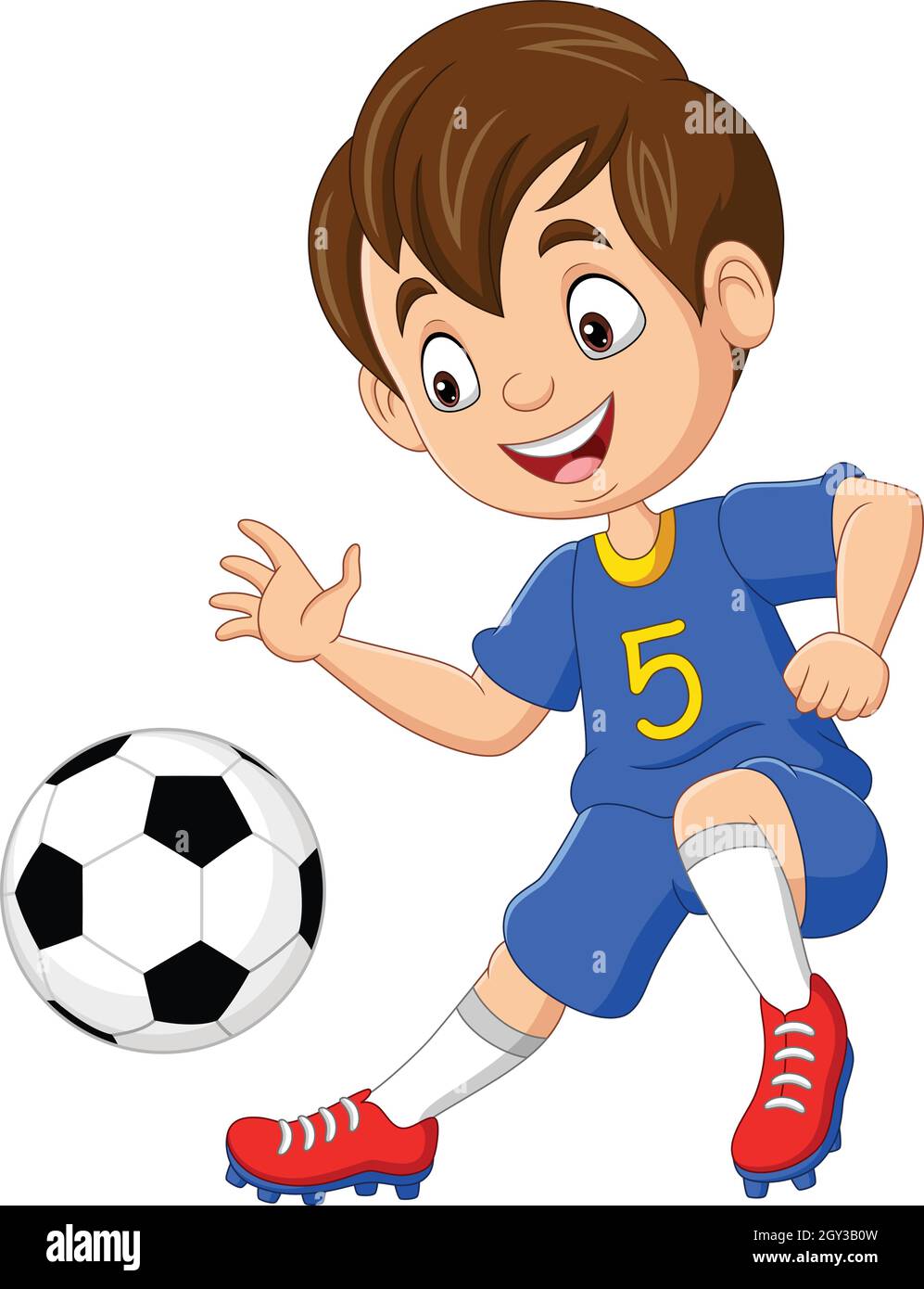 Niño de dibujos animados jugando al fútbol Imagen Vector de stock - Alamy
