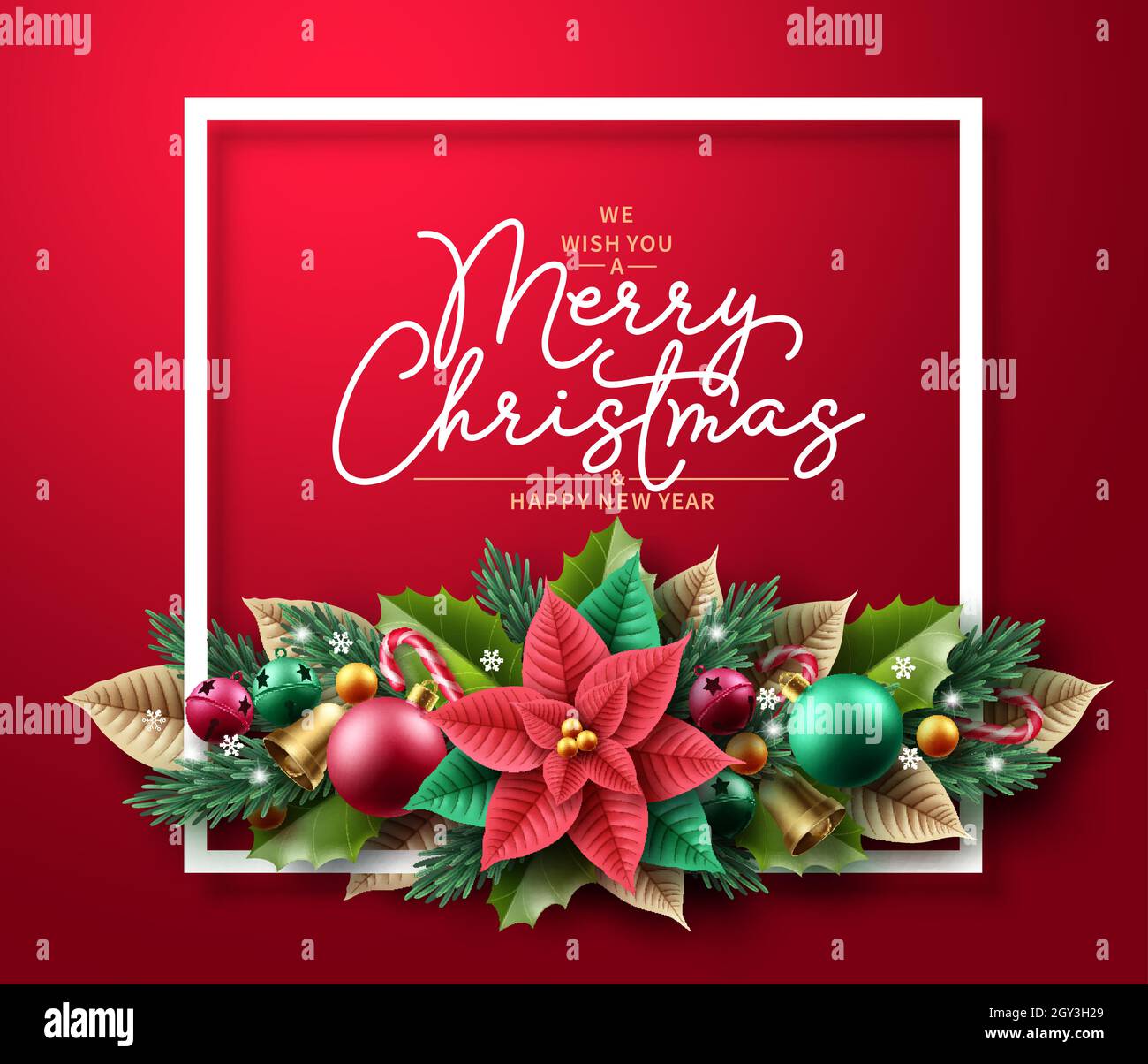 Feliz Navidad saludo texto vector fondo. Diseño de fondo de Navidad con  elementos ornamentales navideños para la decoración de tarjetas navideñas  Imagen Vector de stock - Alamy
