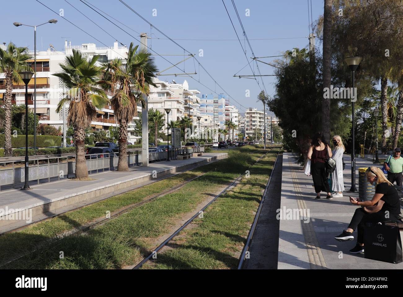 Línea de tranvía de Atenas Fotografía de stock Alamy