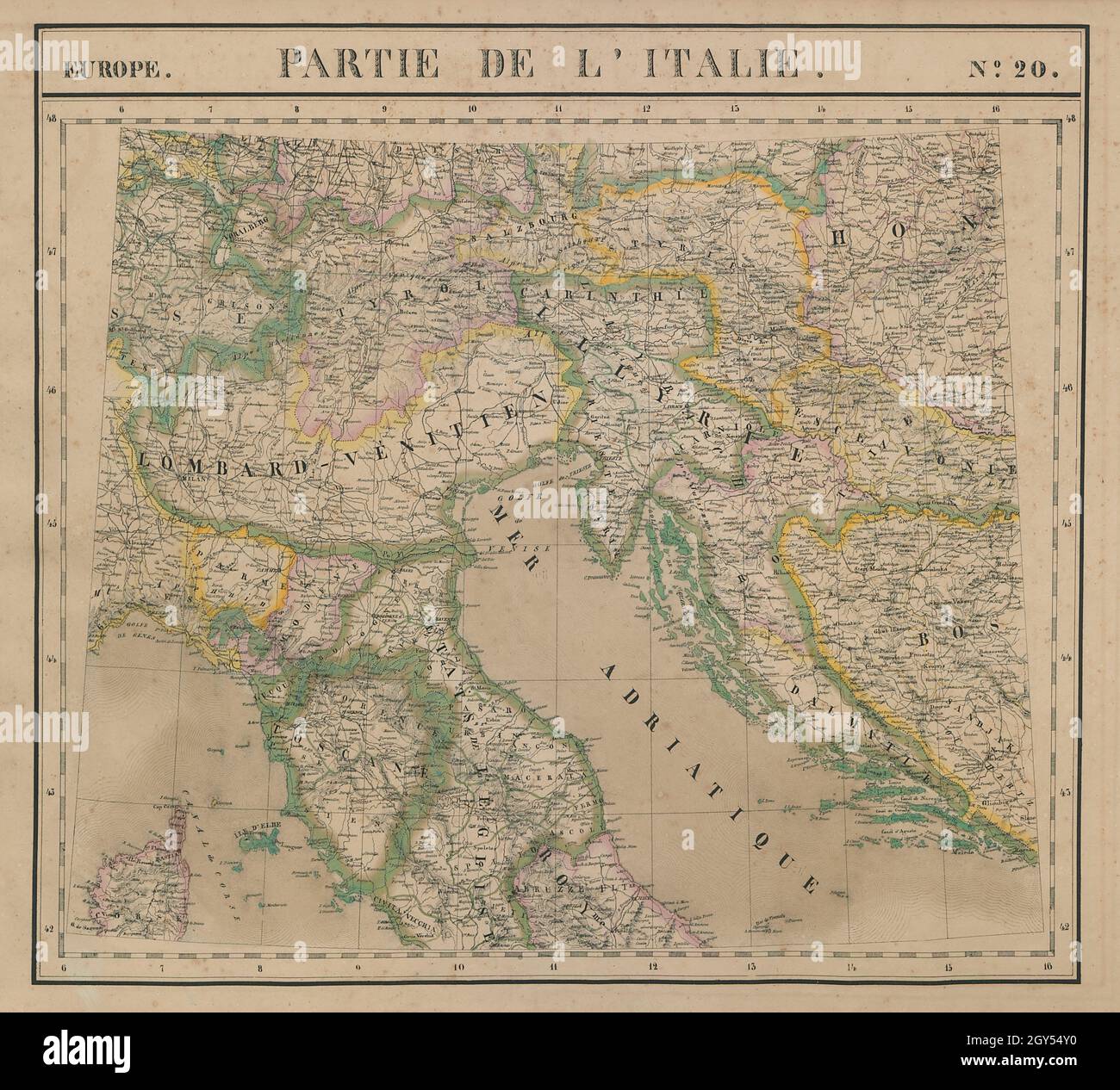 Europa. Italia #20 Norte de Italia Austria Croacia Eslovenia VANDERMAELEN 1827 MAP Foto de stock
