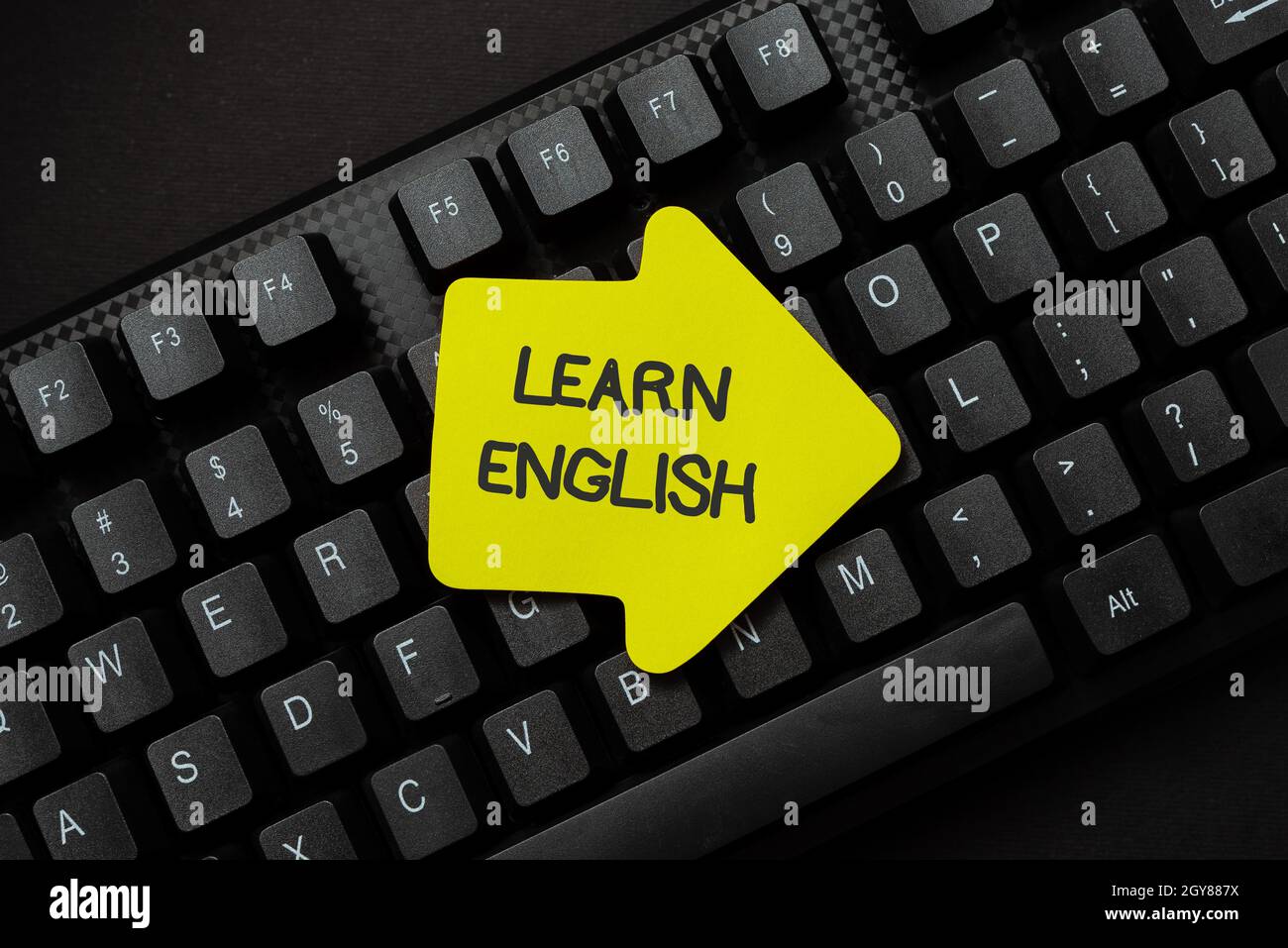 Escribir mostrar texto Aprender inglés, idea empresarial para entrenar