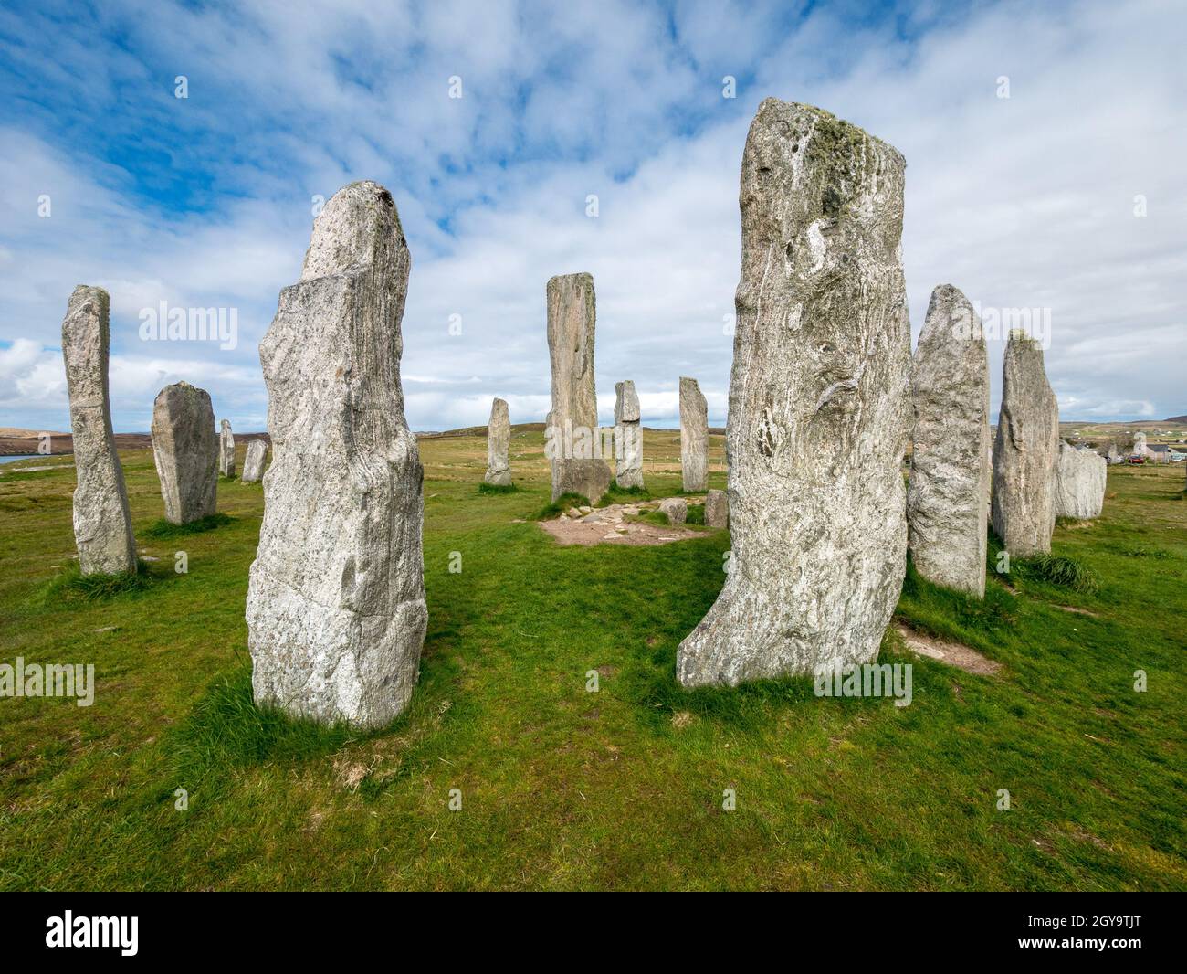 Calanais piedra pie monumento neolítico, Callanish, Isla de Lewis, Escocia, Reino Unido Foto de stock