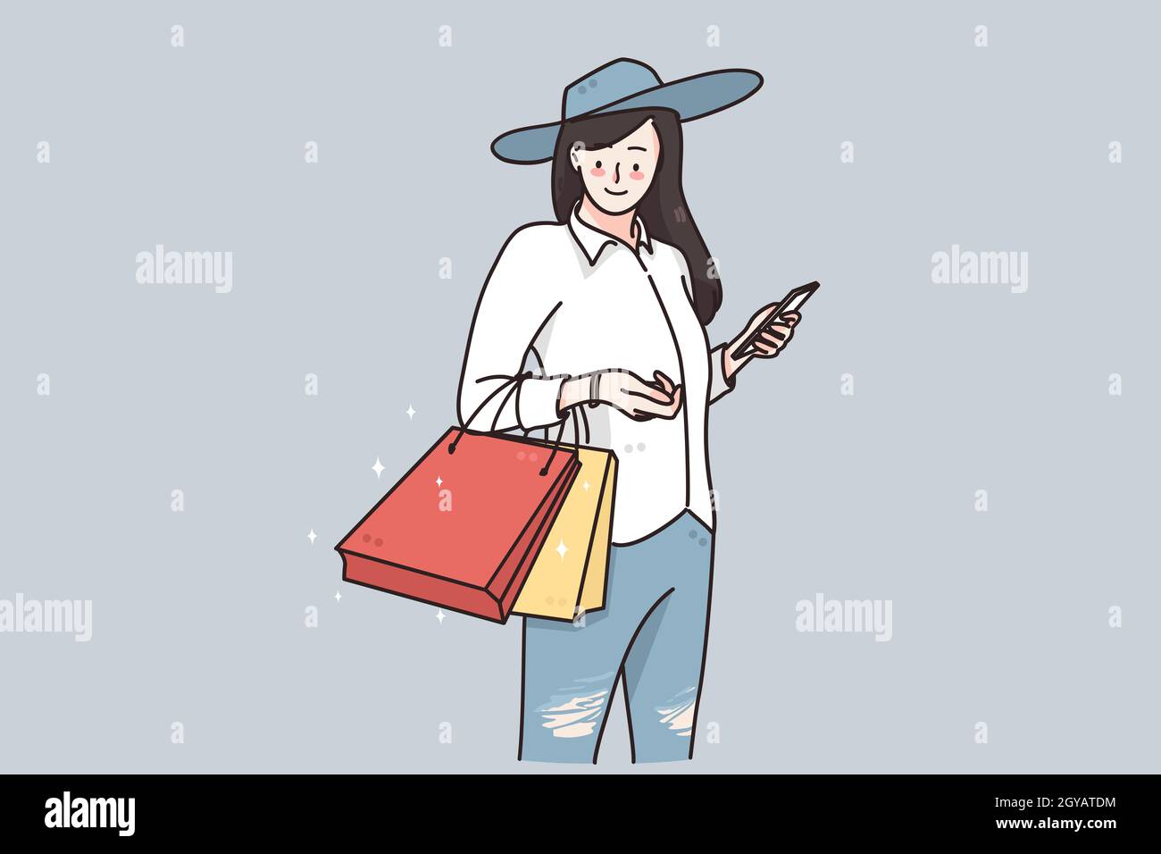 Mujer con bolsas de mercado caricatura fotografías e imágenes de alta  resolución - Alamy