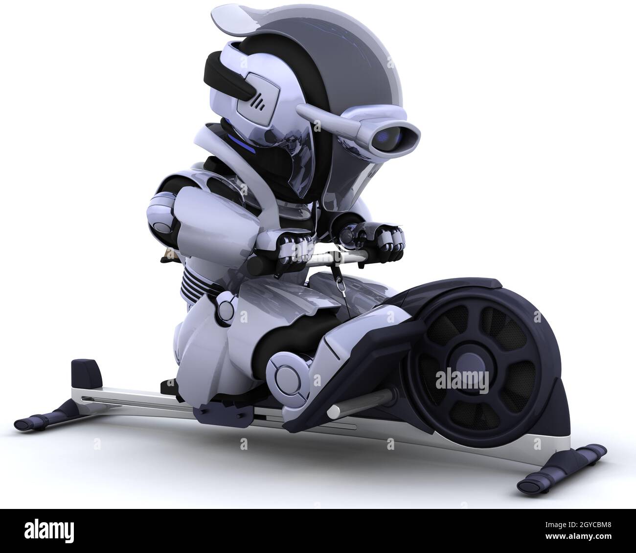 3D Render de un robot en una máquina de remo Fotografía de stock - Alamy