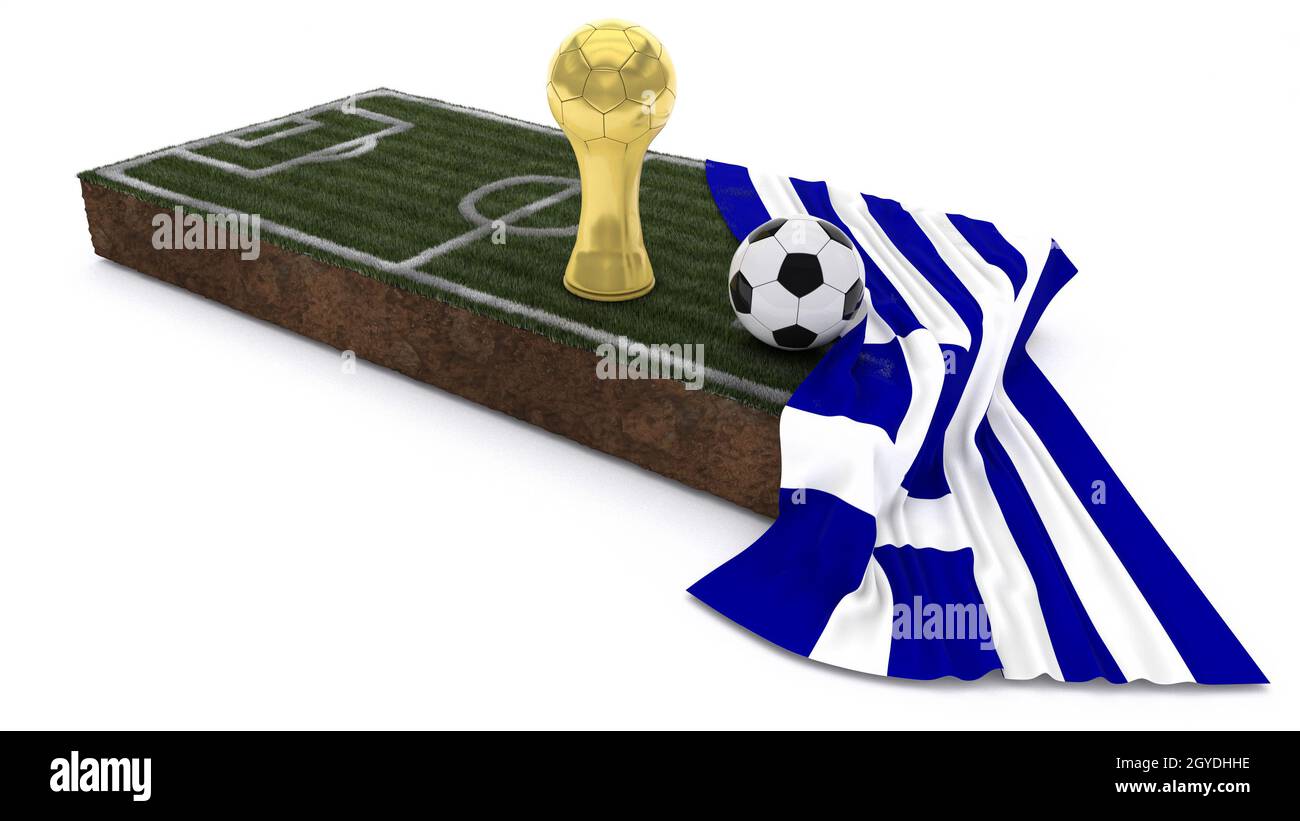 Uruguay bandera emblema ganadores de fútbol con el trofeo, estrellas,  pelota y cinta. 3D Rendering Fotografía de stock - Alamy
