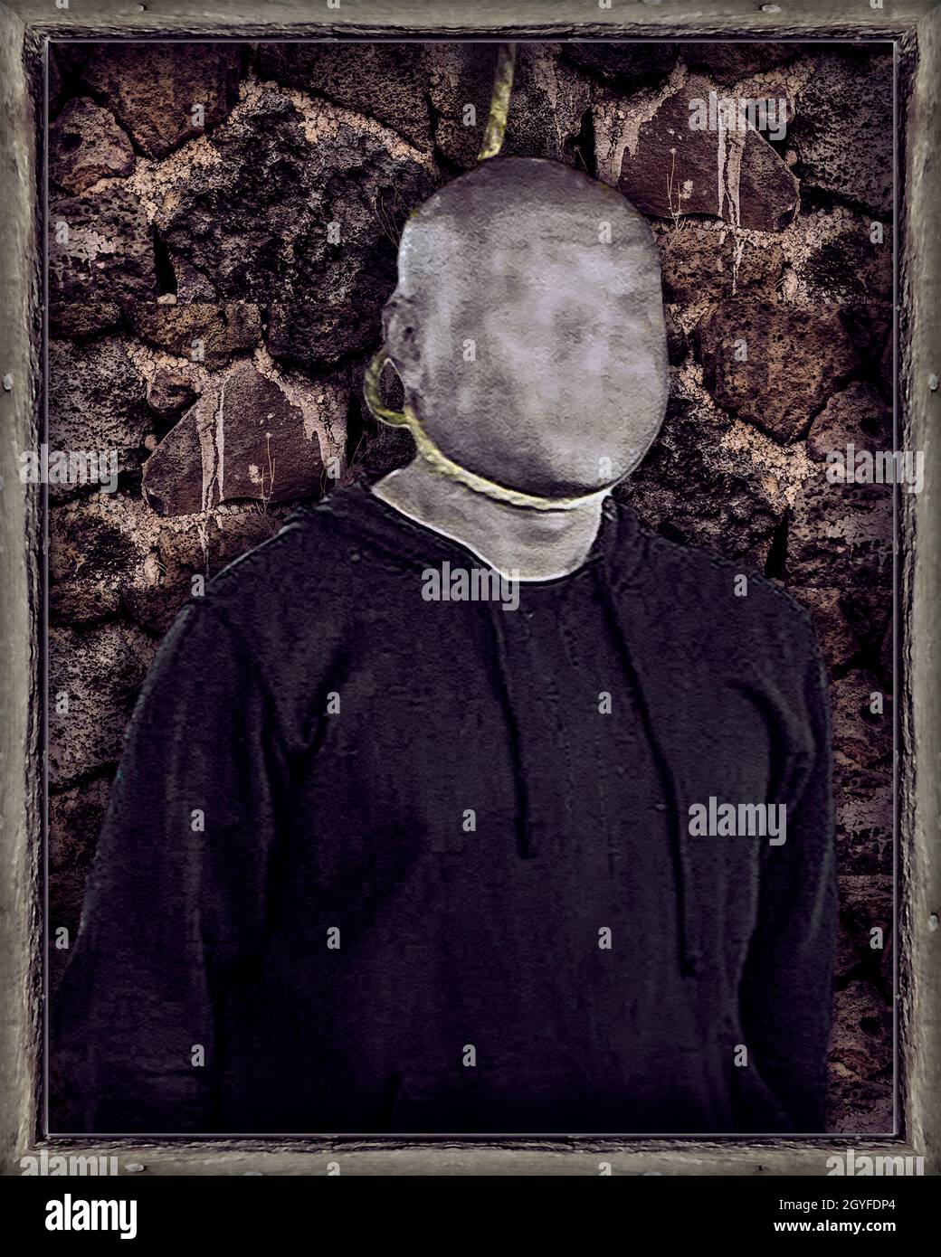 Ilustración de estilo espeluznante que representa a un hombre monstruo sin  rostro colgado con una bata sobre fondo texturizado Fotografía de stock -  Alamy