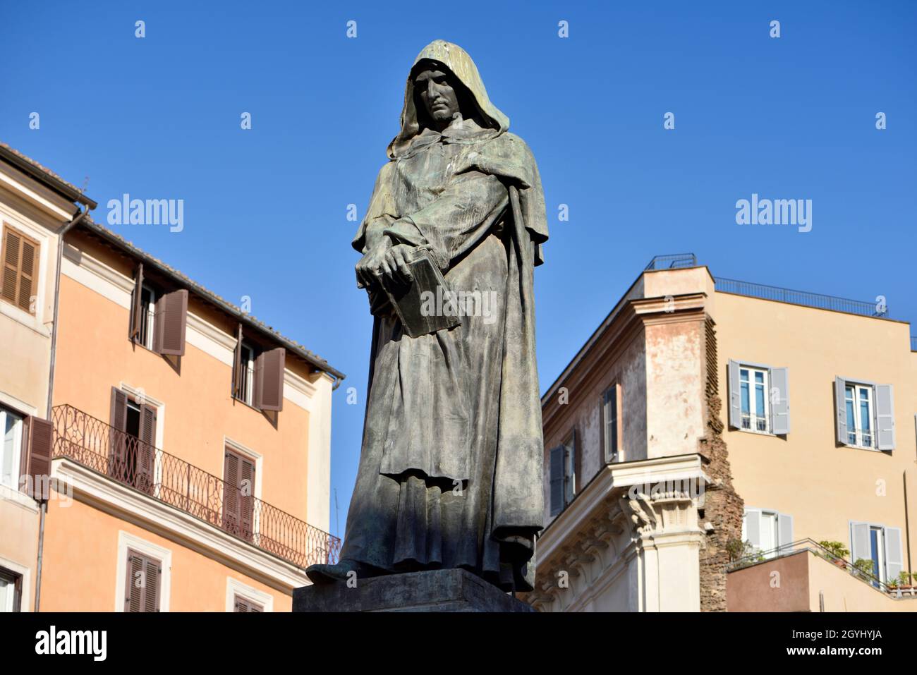 Italia, Roma, campo de' Fiori, Giordano Bruno. Foto de stock