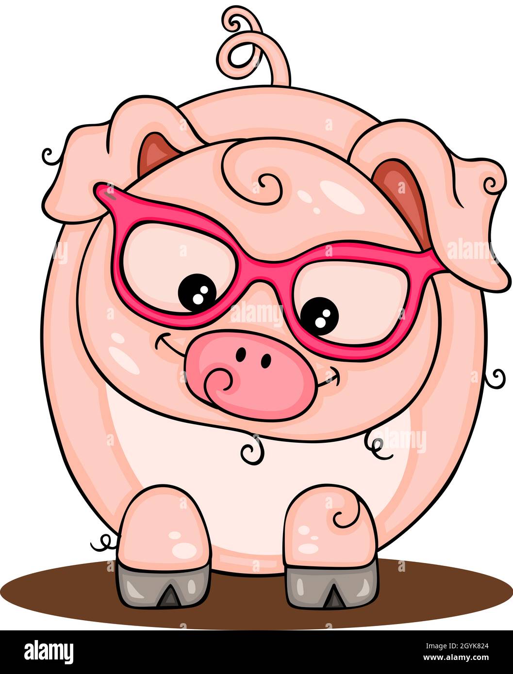 Cerdo divertido con gafas aisladas sobre blanco Fotografía de stock - Alamy