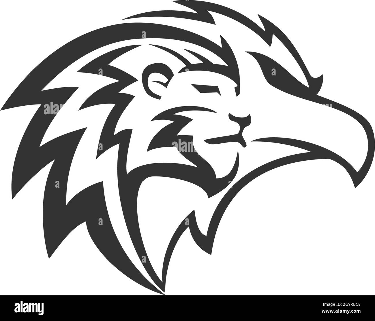 Ilustración del emblema de la cabeza del águila del león Diseño de la  mascota Plantilla Imagen Vector de stock - Alamy
