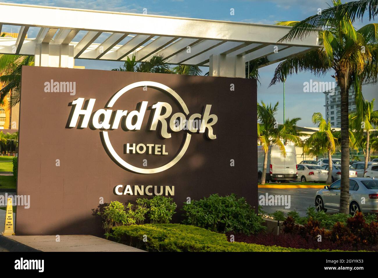 Cancún, México 16 de septiembre de 2021 Cartel del hotel Hard Rock