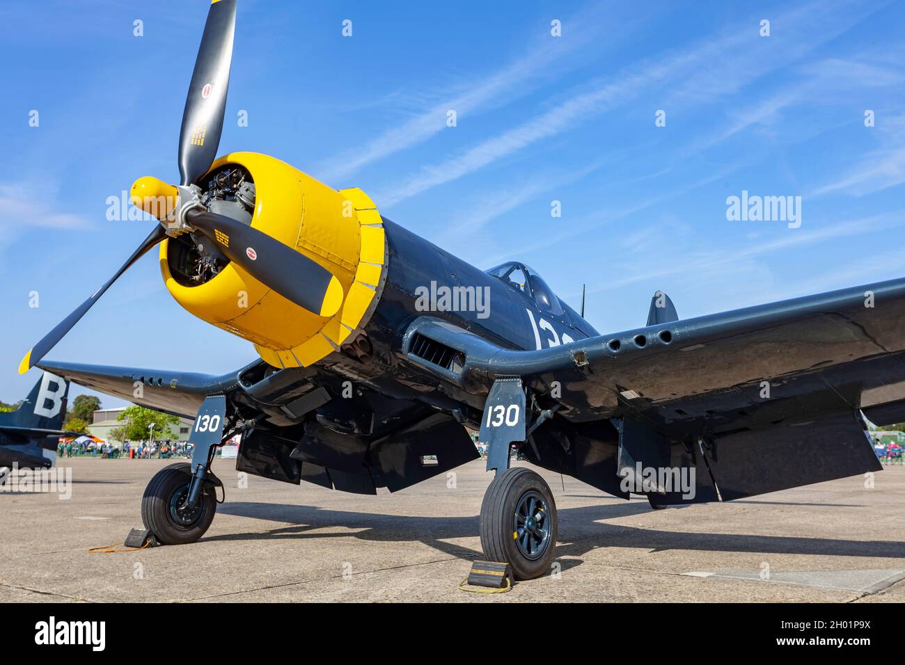 El Vought F4U Corsair es un avión de combate estadounidense que tuvo  servicio principalmente en la Segunda Guerra Mundial y la Guerra de Corea.  Diseñado e inicialmente fabricado Fotografía de stock -