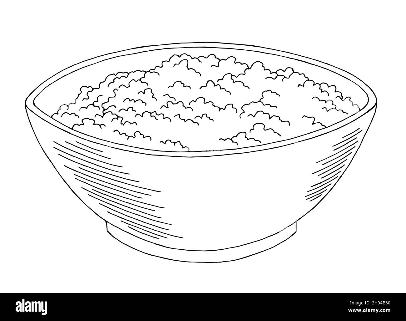 Gachas cuenco gráfico comida blanco negro dibujo aislado vector ilustración  Imagen Vector de stock - Alamy