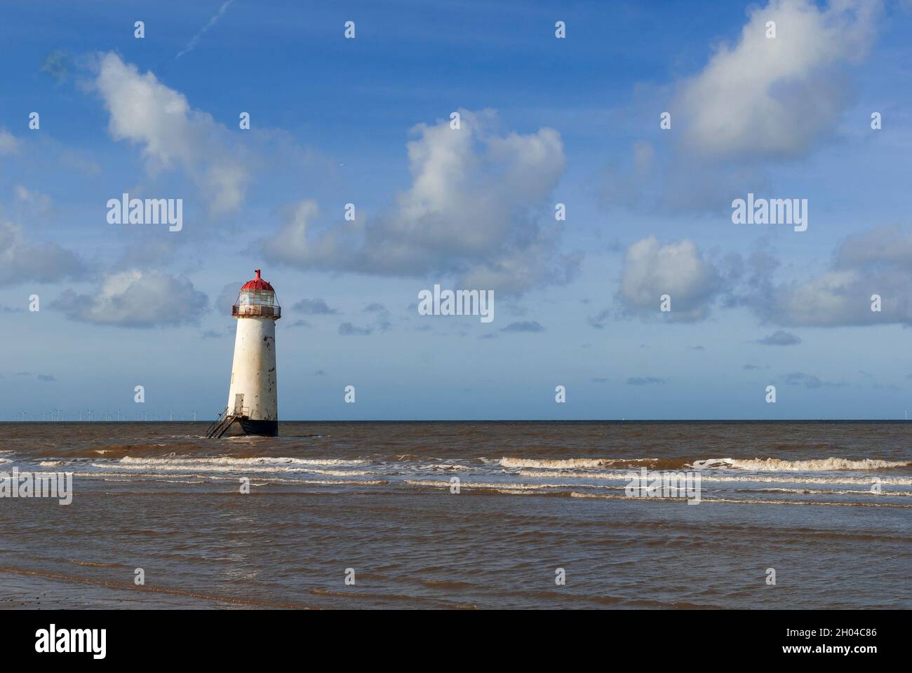 Faro de Talacre en el norte de Gales. Foto de stock