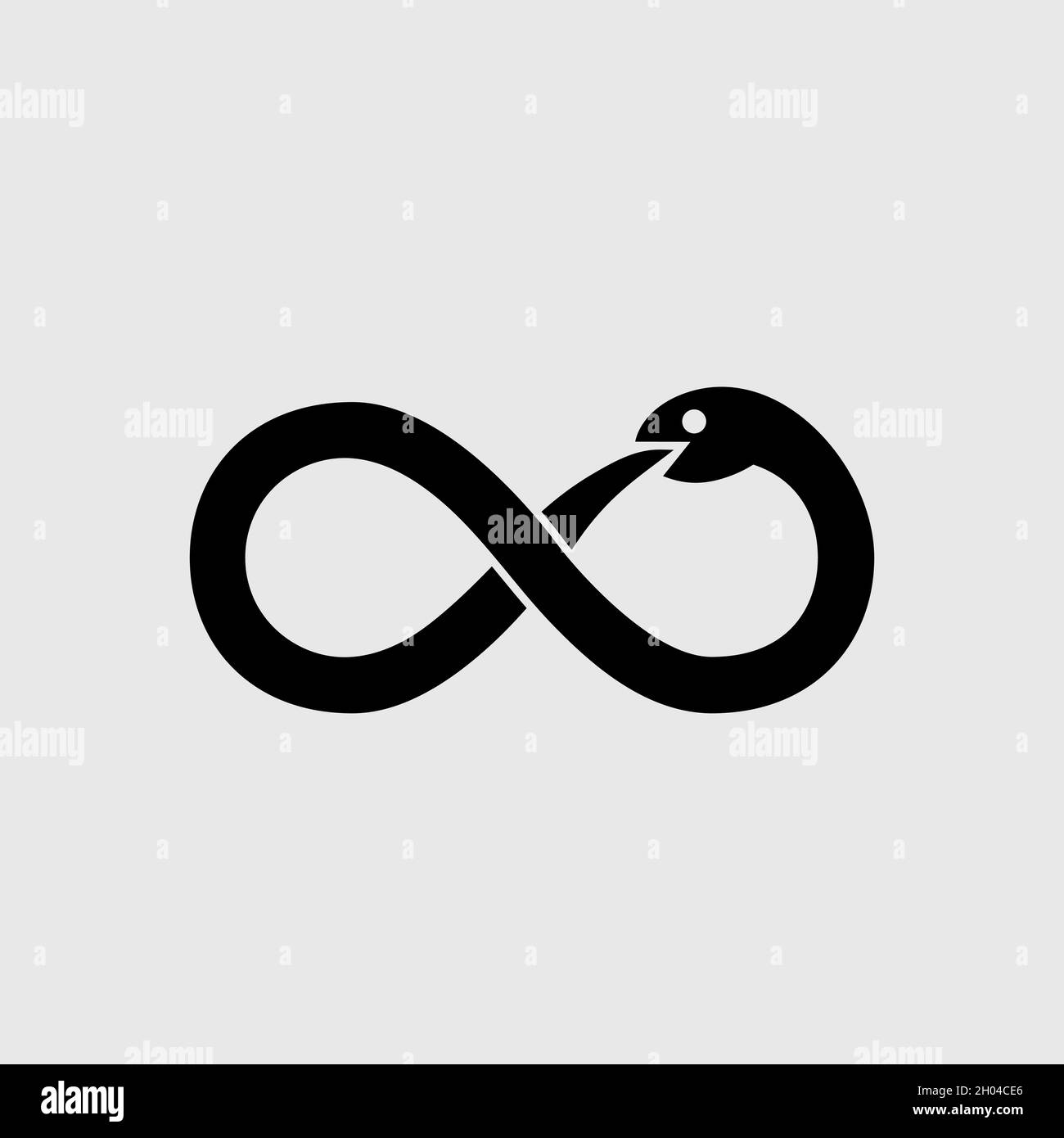 Serpiente mordiendo su cola. Logotipo de Ouroboros. Serpiente y signo de infinito. Vida y muerte, icono de principio y fin Ilustración del Vector