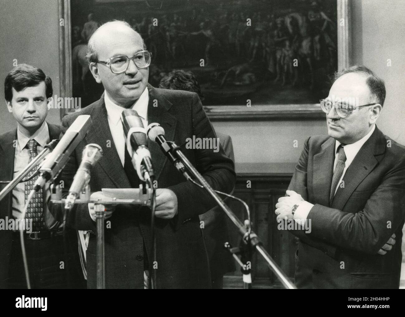 Político italiano y P. Bettino Craxi, 1980s Foto de stock