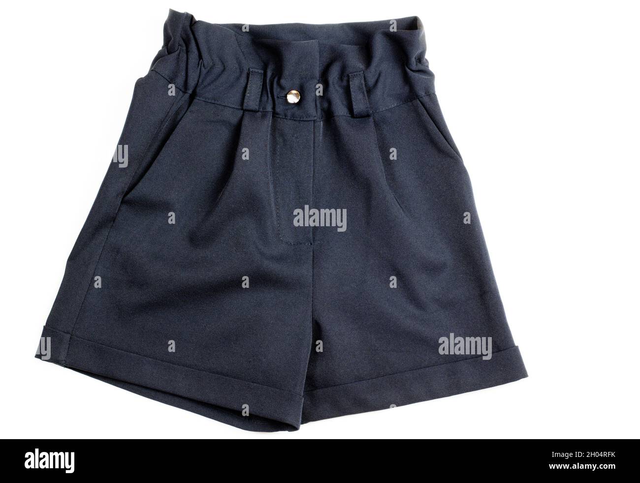 Pantalón corto de algodón azul para mujer sobre fondo blanco. Uniforme  escolar de verano Fotografía de stock - Alamy