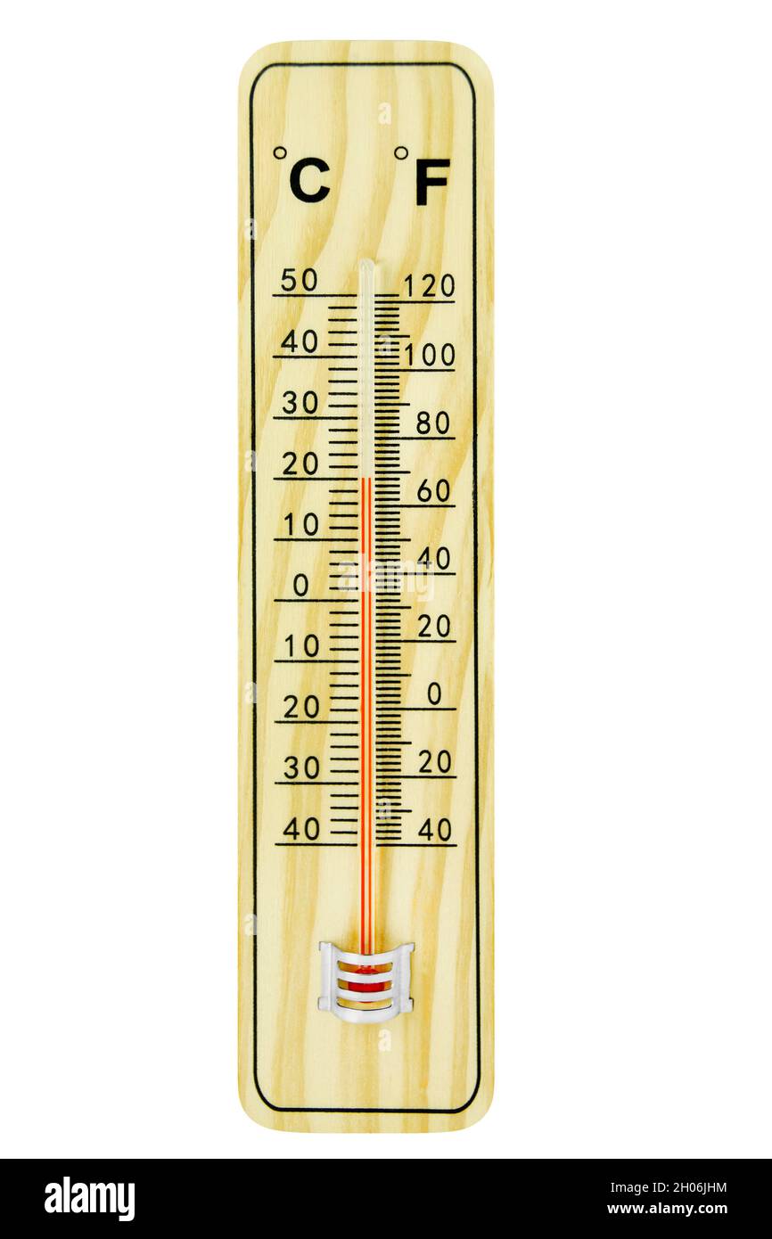 Termómetro Celsius y Fahrenheit aislados sobre fondo blanco 20 grados  Fotografía de stock - Alamy