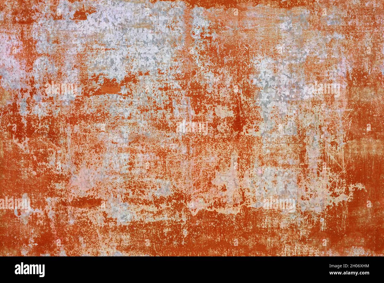 textura sin costuras de pintura naranja descascarillada en una superficie plana de acero chapada en zinc Foto de stock